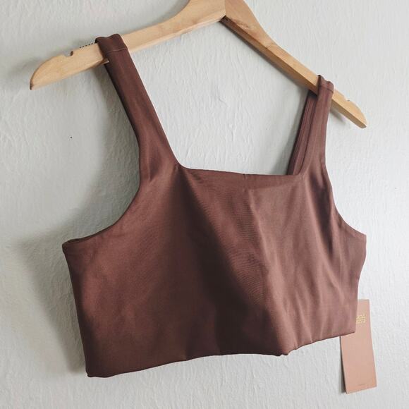 Girlfriend Collective Tommy Square Neck Sports Bra Chocolate Brown XL NWT - Picture 3 of 8